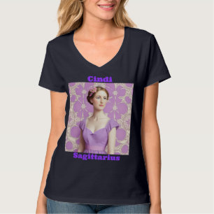T-shirt Nom personnalisé féminin Signe zodiaque