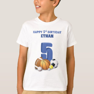 T-shirt Nom personnalisé garçon 5ème anniversaire ballons