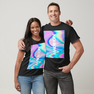 T-shirt Nom personnalisé Holographie moderne Parents chemi