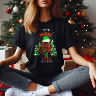 T-shirt Nom personnalisé Infirmière elf personnalisé