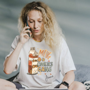T-shirt Nom personnalisé Lait et cookies Gang Christmas AI