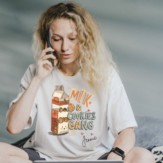 T-shirt Nom personnalisé Lait et cookies Gang Christmas AI