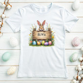 T-shirt Nom personnalisé Lapin de Pâques avec panneau