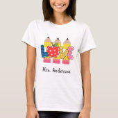 T-shirt Nom personnalisé Love Pencil Pré-Enseignant (Devant)
