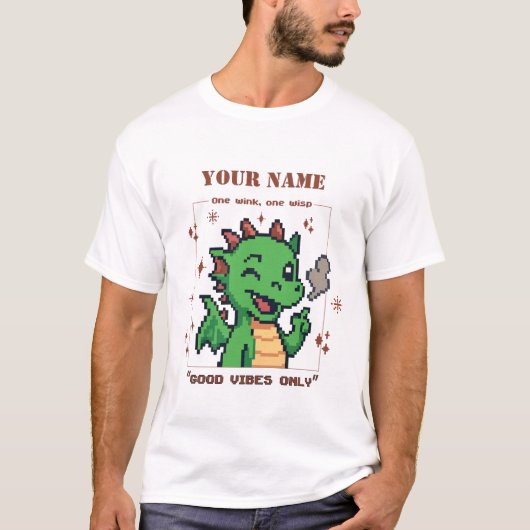 T-shirt Nom personnalisé Pixel Dragon Tee — Rétro 8 bits C (Devant)
