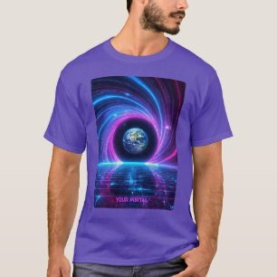 T-shirt Nom personnalisé Portail de la planète néon Rétro