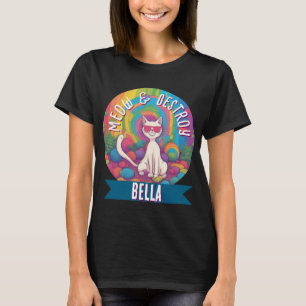 T-shirt Nom personnalisé Psychedelic Cat Meow & Destroy