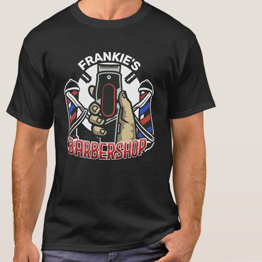 T-shirt Nom personnalisé Retro Barber Shop Pole Barbier