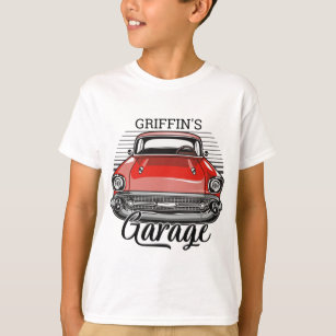 T-shirt NOM personnalisé Retro Red Classic Car Garage