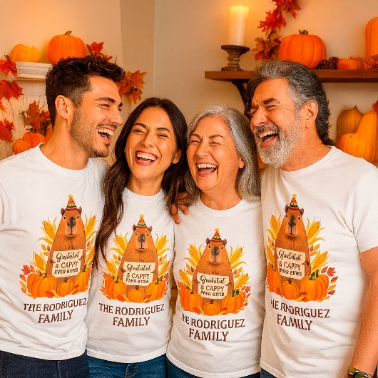 T-shirt Nom personnalisé Thanksgiving Capybara Cappy toujo