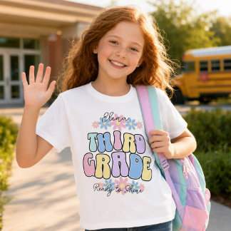 T-Shirt Nom personnalisé Troisième année Prêt à briller Ré