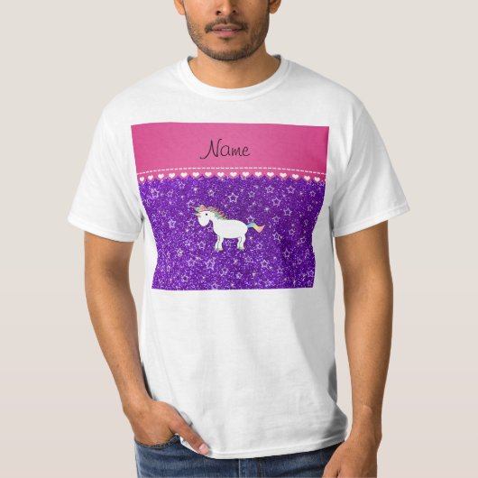 T-shirt Nom personnalisé unicorn indigo violet étoiles de (Devant)