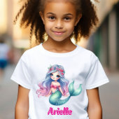 T-shirt Nom rose de la sirène personnalisée