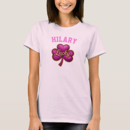 T-shirt Nom Shamrock avant et arrière Saint-Patrick ☘ 