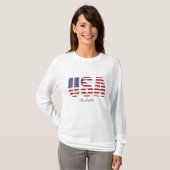 T-shirt Nom, USA Conception de crayon, Basique Longues Sle (Devant entier)