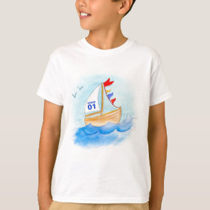 T-shirt Nombre de nom d'art de bateau à voile sur le