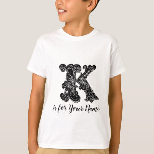 T-shirt nommé personnalisé par K de lettre de