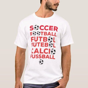 T-shirt Noms de football internationaux Typographie Rouge