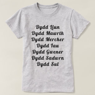 T-shirt Noms des jours en gallois