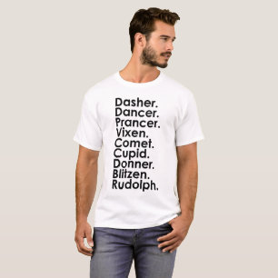 T-shirt Noms du renne de Père Noël