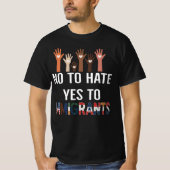 T-shirt Non à la haine Oui aux immigrants | Pro Immigratio (Devant)