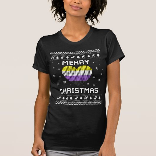 T-shirt Non Binary Christmas Non-Binary Ugly Sweater (Devant)