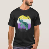 T-shirt Non Binary Flag Turtle Sunglasses   LGBT Nonbinary (Devant)