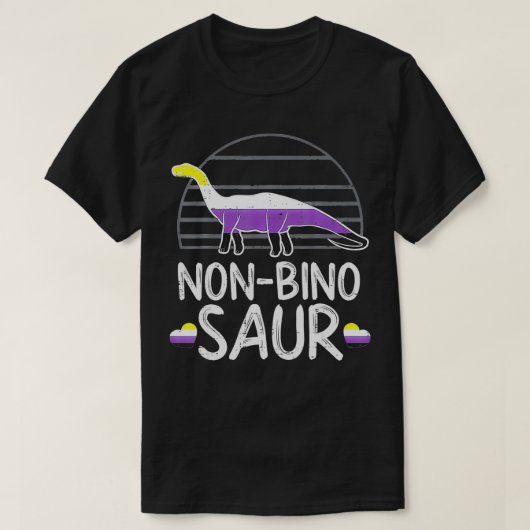 T-shirt Non Bino Saur Dinosaur LGBTQ Non Binaire Drapeau G (Design devant)