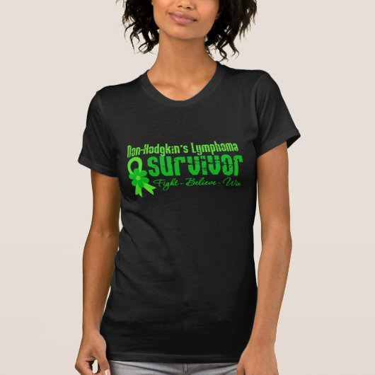 T-shirt Non ruban de fleur de survivant de lymphome de (Devant)