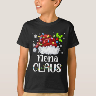T-shirt Nona Claus Santa Hat Noël Lumière Noël Famille