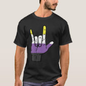 T-shirt Nonbinary I Love You Hand Sign Language Enby NB Pr (Devant)