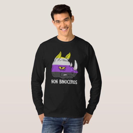 T-shirt Nonbinary Rhinoceros LGBTQ Nonbinary Flag Nonbinar (Devant entier)
