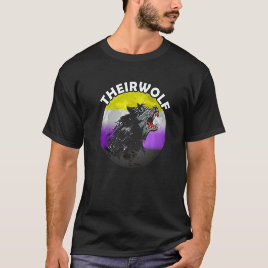 T-shirt Nonbinary Theirwolf Nonbinary Pride LGBTQ Nonbinar (Devant)
