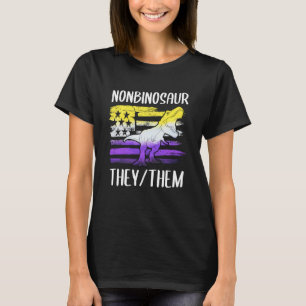 T-shirt Nonbinosaure Eux Non Binary Pronouns Dinosaur