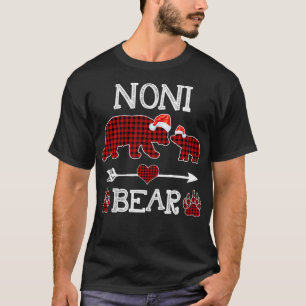 T-shirt Noni Bear Pajama de Noël Rouge Plaid Buffalo Famil