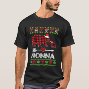 T-shirt Nonna Bear Père Noël Red Plaid Family Pajamas Pour