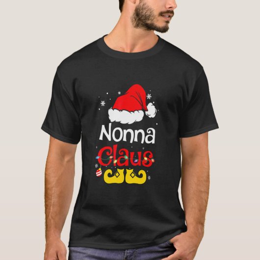 T-shirt Nonna Claus Pajama de Noël Famille Correspondant N (Devant)