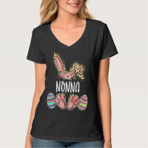 T-shirt Nonna Pâques Leopard Bunny Egg Cute Famille Pâques