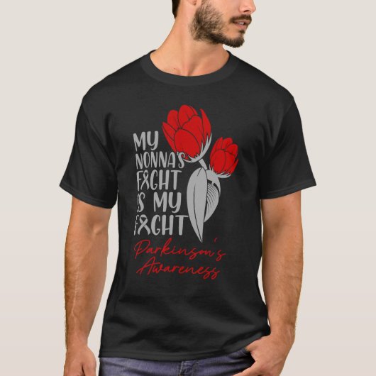 T-shirt Nonna's Fight My Fight Parkinson's Red Tulip (Devant)
