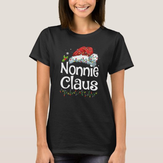 T-shirt Nonnie Claus Santa Hat Noël Pyjama Famille Mat (Devant)