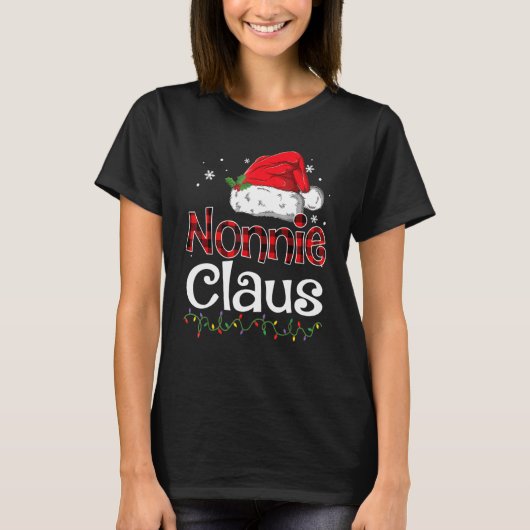 T-shirt Nonnie Claus Santa Hat Red Plaid Buffalo Noël (Devant)