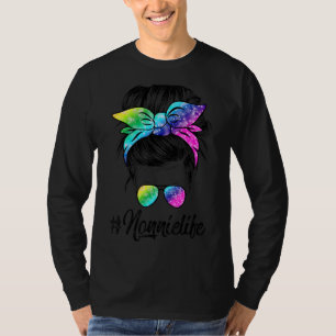 T-shirt Nonnie Life Messy Hair Bun Tie Dye Femmes Mère