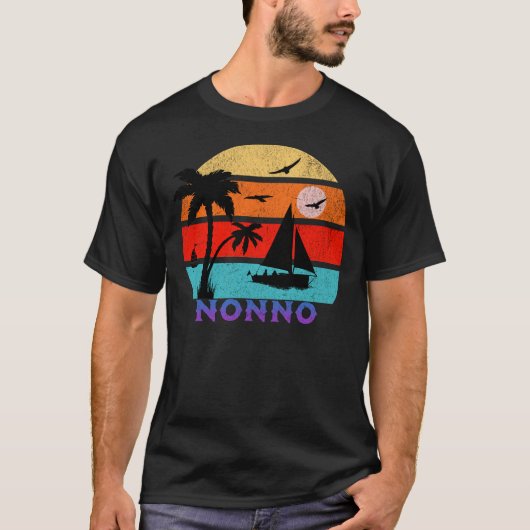 T-shirt Nonno Retro Sunset Ocean Grand-père (Devant)