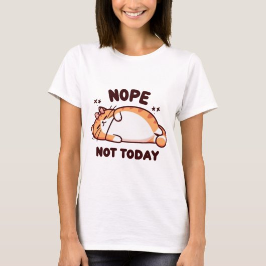T-shirt Nope Not Today Sleepy Cat with Bow (Devant)