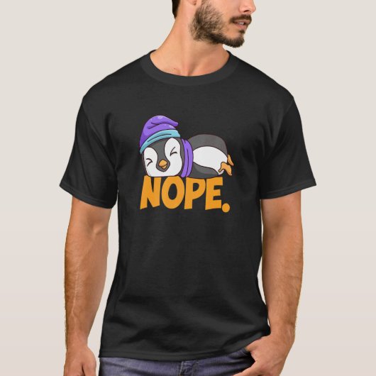 T-shirt Nope Penguin Dormir Longue Sleeper Grumpy (Devant)