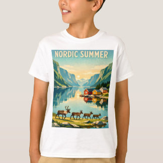 T-shirt Nordic Summer – Vintage Scandinavian Fjord Travel