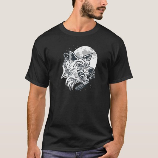 T-shirt Nordic Wolf Head Moon Dog and Wolf friend (Devant)