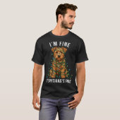T-shirt Norfolk Terrier Christmas I'm Fine Everything Is F (Devant entier)