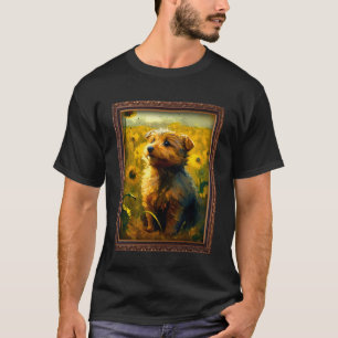 T-shirt Norfolk Terrier Peinture Tournesol Fleur de tourne