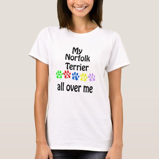 T-shirt Norfolk Terrier Walks Design (Devant)